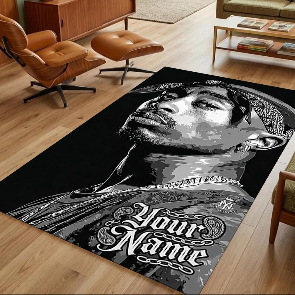 2pac Customize Your Name Carpet Perfect for Game Room Living Rooms Bedrooms Kitchen Antislip Carpet Decorate Offices Perfect Gift for Friends & Family