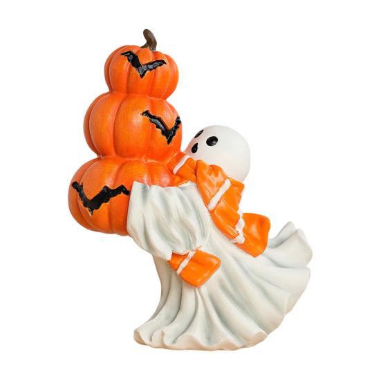 Halloween Ornament Ghost Hug Pumpkin Shape Resin Statue Halloween Table Shelf Office Desktop Decoration