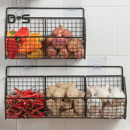 Coș de depozitare montat pe perete, design gol, puternic, portant, ușor de instalat, organizator de legume și ceapă, suport de depozitare