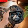 Retro Wooden Sign with Cool Cat Pattern - Unique Wall Pediments - Ideal for Front Door, Yard, Wall Decor