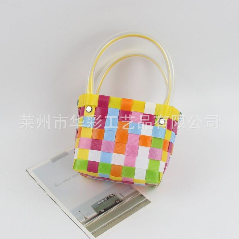 Mini Handbag Sweet Three-dimensional Flower Plastic Woven Basket 100-day Banquet Bridesmaid Gift Basket