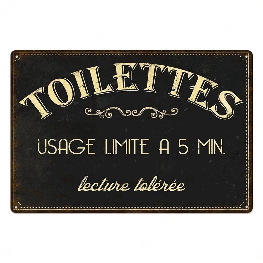 Placa de Metal Vintage Engraçada para Banheiro Lata Sinal Placa WC Lavatório Toilettes Arte de Parede Bar Clube Banheiro Lavatório Banheiro Decoração de Parede