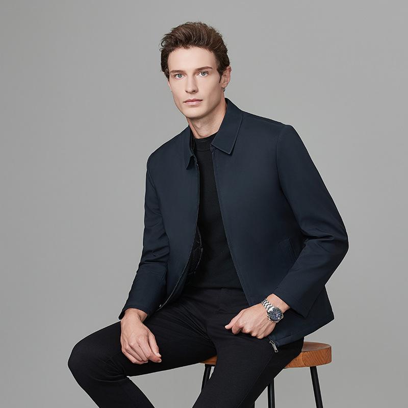 Popular Spring and Autumn Lapel Zipper Jacket Jacket Men's Commuting Middle-aged Dad Executive Jacket