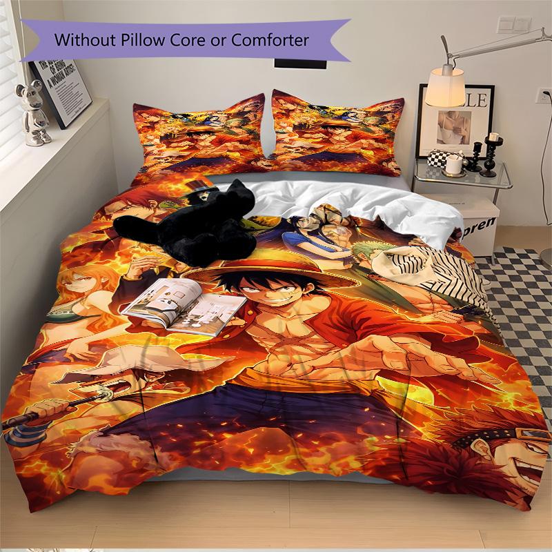 One Piece Adventure Print 3Pcs Bedding Setduvet Cover With 2 Bedropillowcase Home Birthday Gift
