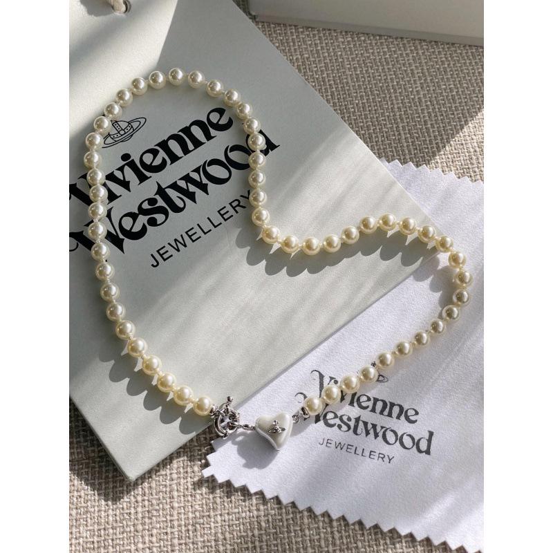 High-End Empress Dowager Heart Necklace and Saturn Bracelet Set