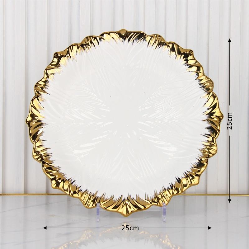 Golden Edged Ceramic Dining Plate Western Steak Plate Sushi Plates Dessert Bowl Sashimi Plates Fruit Dish Salad Bowl Soup Bowls