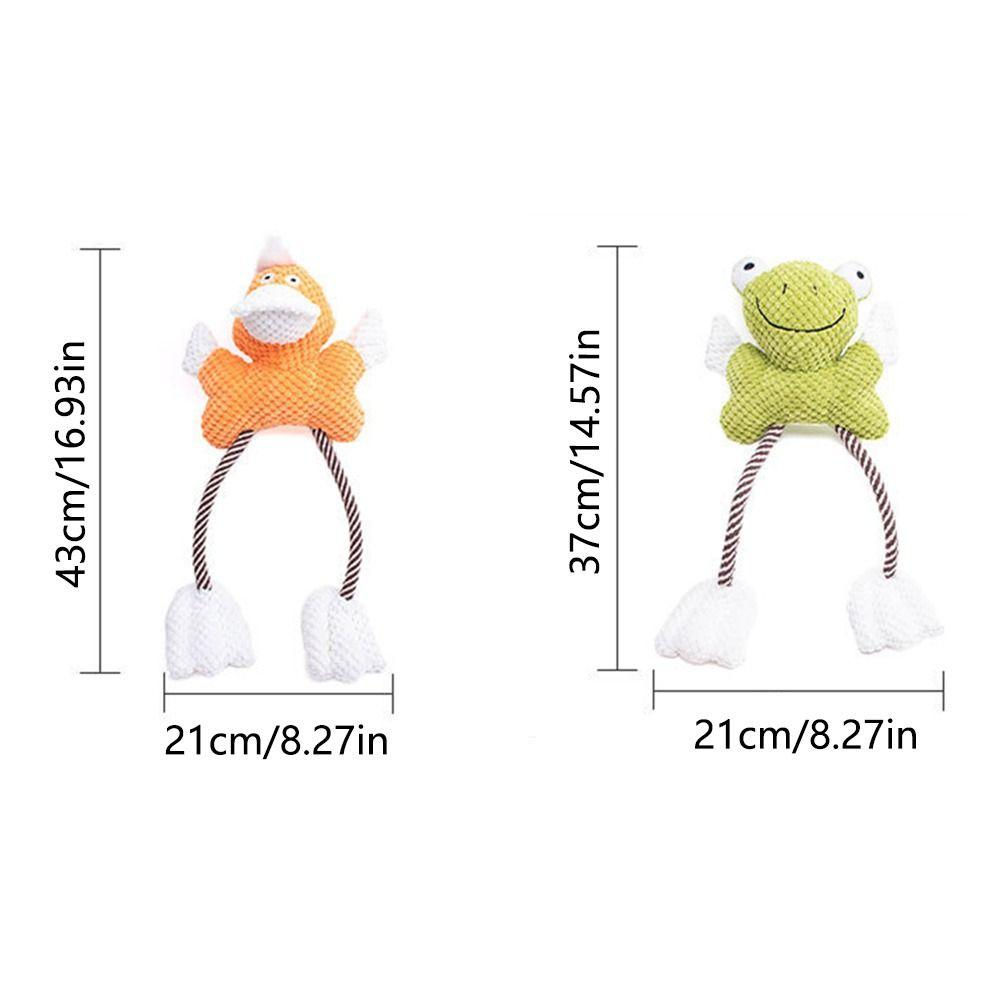 Bite-Proof Squeaky Plush Dog Toys Interactive Cartoon Duck/Frog Shape Dog Chewing Rope Toy Fun Sound Cleaning Teeth
