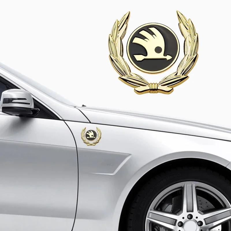 CGS1 Car Window Side Sticker for Skoda Logo Fabia 2 Octavia 2 A7 Tour RS Rapid Kodiaq Superb Felicia Fender Trunk Emblem Accessories