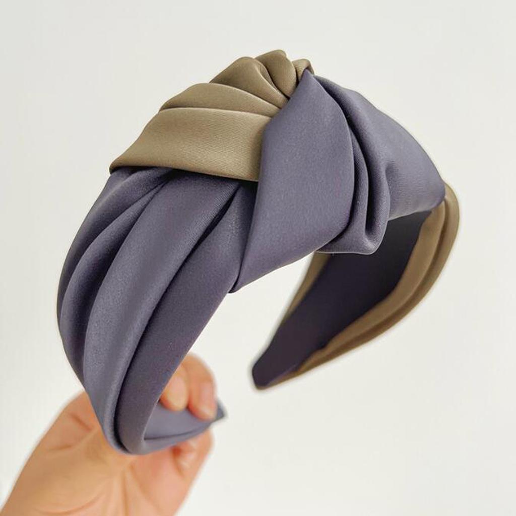 PROLY Neue Mode Damen Stirnband Breitseite Patchwork Haarband Mädchen Herbst Turban Knoten in der Mitte Haarschmuck