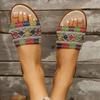 Fashion Fashion Tweed Cloth Flats Slippers Women 2025 String Bead Plus Size 36-43 Summer Sandals Woman Lightweight Outdoor Slides Female