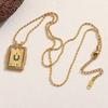 Brass Retro Necklace Multicolor Waterproof Ethnic Pendant Necklace Hypoallergenic Real Gold Plated 18K Gold Plated Necklace Gift