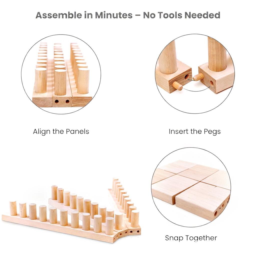 Wooden Loom Frame,Adjustable Size Hand Knitting Kit,Beginner-Friendly Yarn Craft for DIY Throw Blankets Chunky Knit Blanket Kit