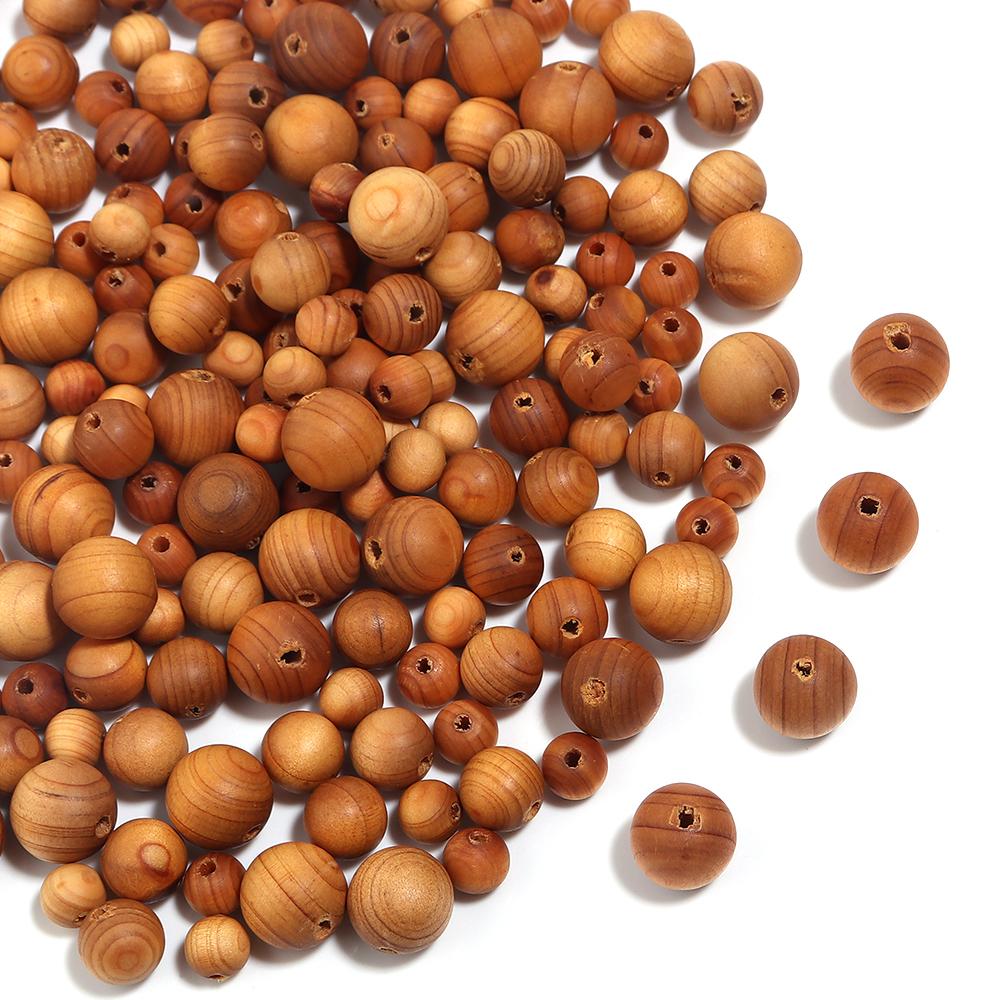 30-100pcs/Lot Natural Thuja Wooden Beads Round Loose Spacer Bead with Aroma for Jewelry Making DIY Braceelt Necklace Accessories