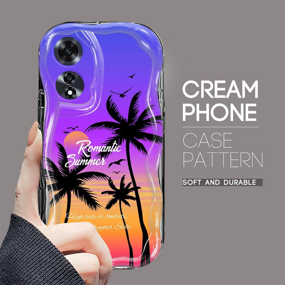 

Для OPPO A17 A18 A38 A58 A98 Reno7 Z 8Z 8T 11F 11 Pro Realme 12 Lite 12 Pro C30 Beach Coconut Trees Cream Texture Мягкий силиконовый чехол для телефона Realme C31