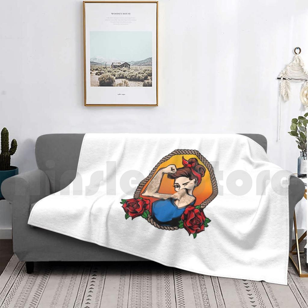 Strong Woman Blanket For Sofa Bed Travel Woman Girl Strong Cartoon Movie Cinema Feminism Superhero
