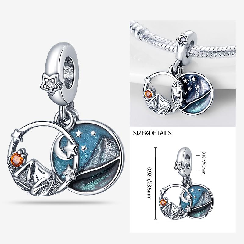 New In Star Moon Sun Series Charm Beads Fit Pandach Original Bracelet Women Copper Pendant Bead Jewelry Gift