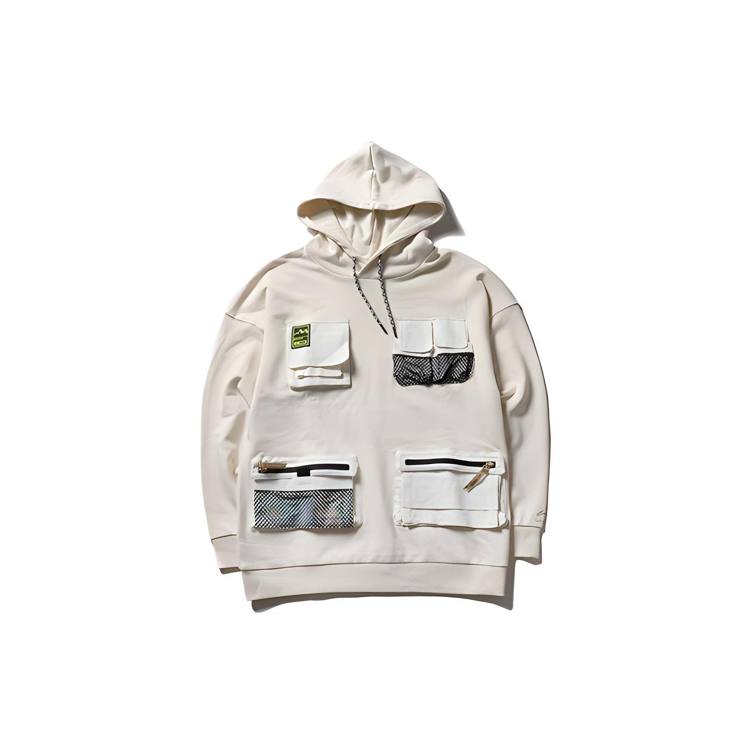 Li Ning Sweatshirts Men s White Hooded Moderate Regular AWDP835-1 M