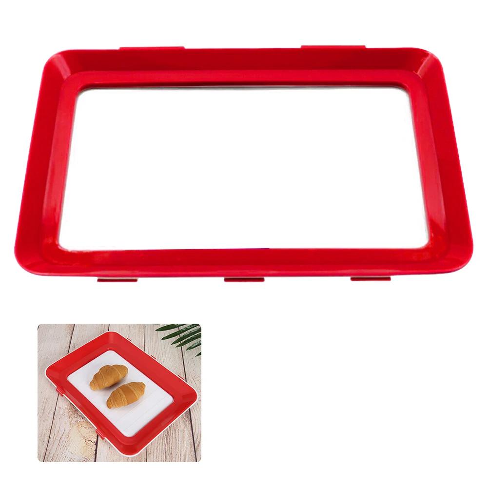 Reusable Tackable Flat Skinny Stack Containers Food Preservation Tray Fresh Storage Container Sfor Store Vegetables/Fruits/Meat