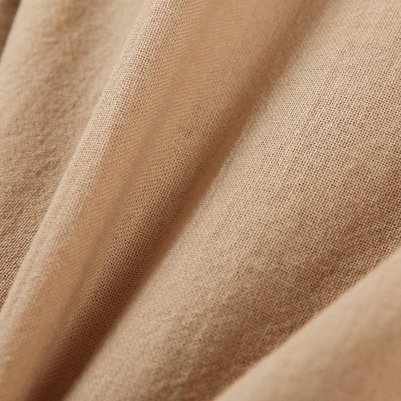 Johnature Women Spring O-Neck Long Sleeve Solid Color Vintage Single Breasted A-Line Dress