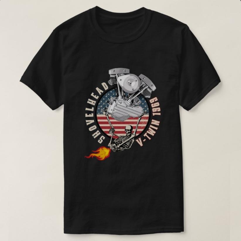 1969 HD Shovelhead Vtwin Engine Flame Motorcycle TShirt 100 Cotton ONeck Short Sleeve Summer Casual Mens Tshirt Streetwear S