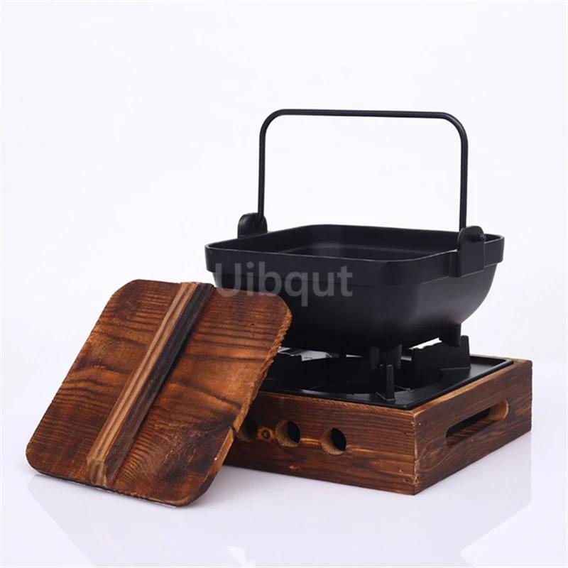 Hand held Household one person food pots Creative wooden lid hanging pot Shouxi Soup Pot bbq grill Japanese style hanging pots
