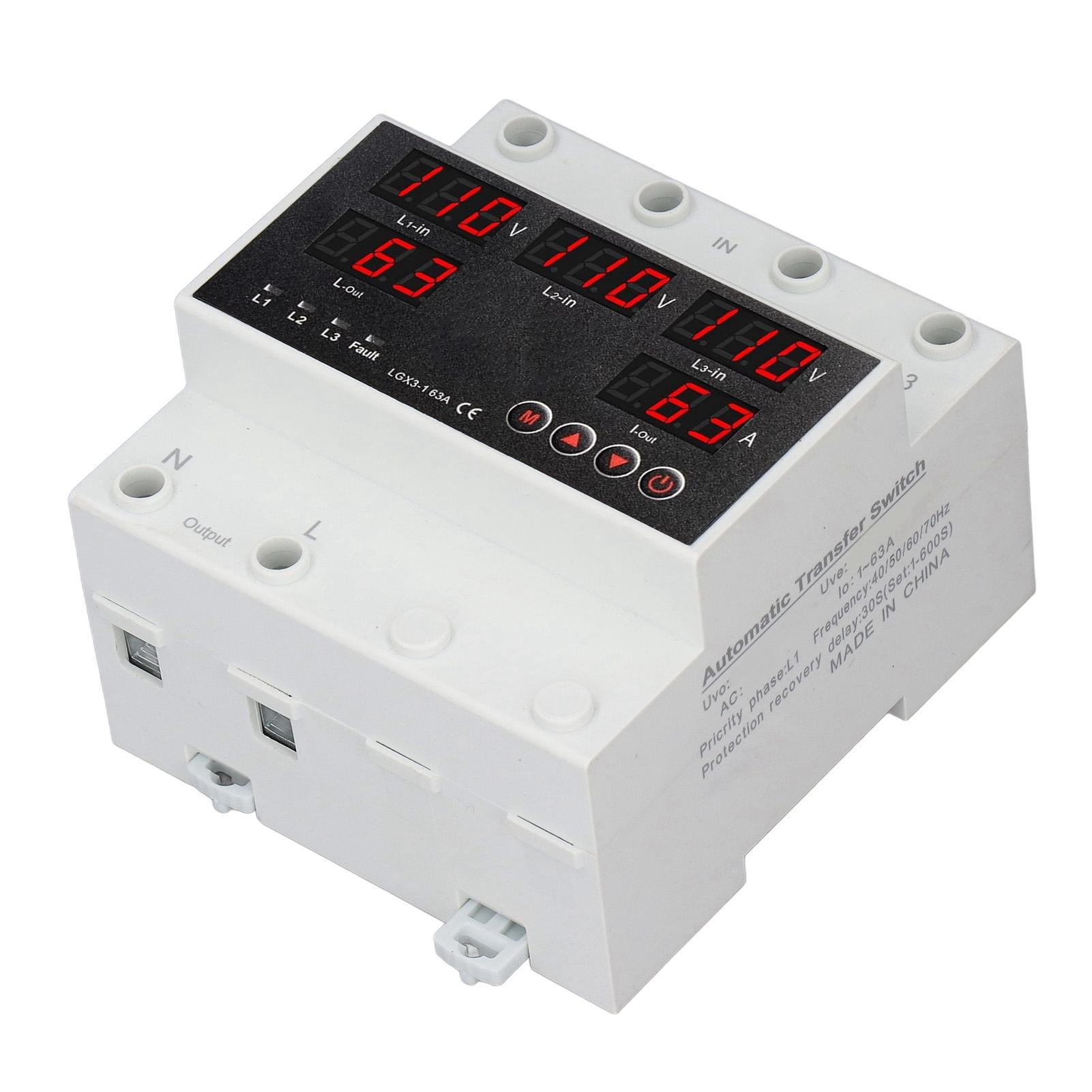 

Автоматический переключатель передачи 63A 3P4W светодиодный дисплей регулируемый предохранитель напряжения для домашнего генератора