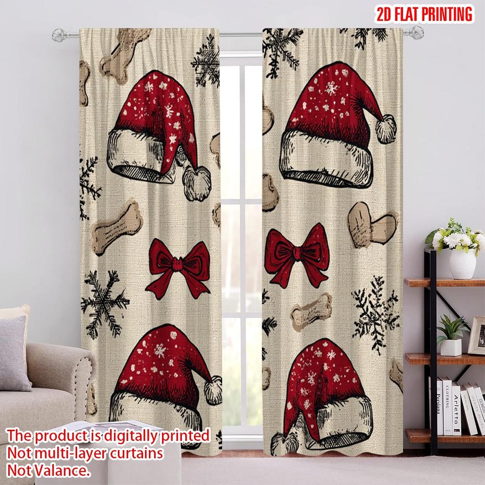 

2pcs,2D plane printing Curtains Roller Blinds Santa Hat & Scarf Polyester Easy Install (without rod) Home Decor for Living Room, 52.50 × 116.00 cm 2 pcs