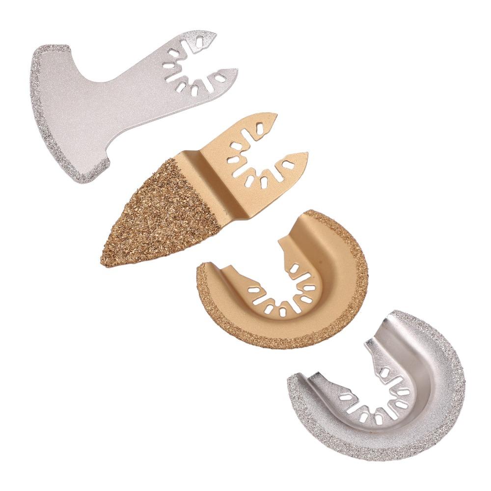 4pcs Diamond Grit Oscillating Saw Blades Semi Circle Shape Flush Cut Blades Ceramics Cutting