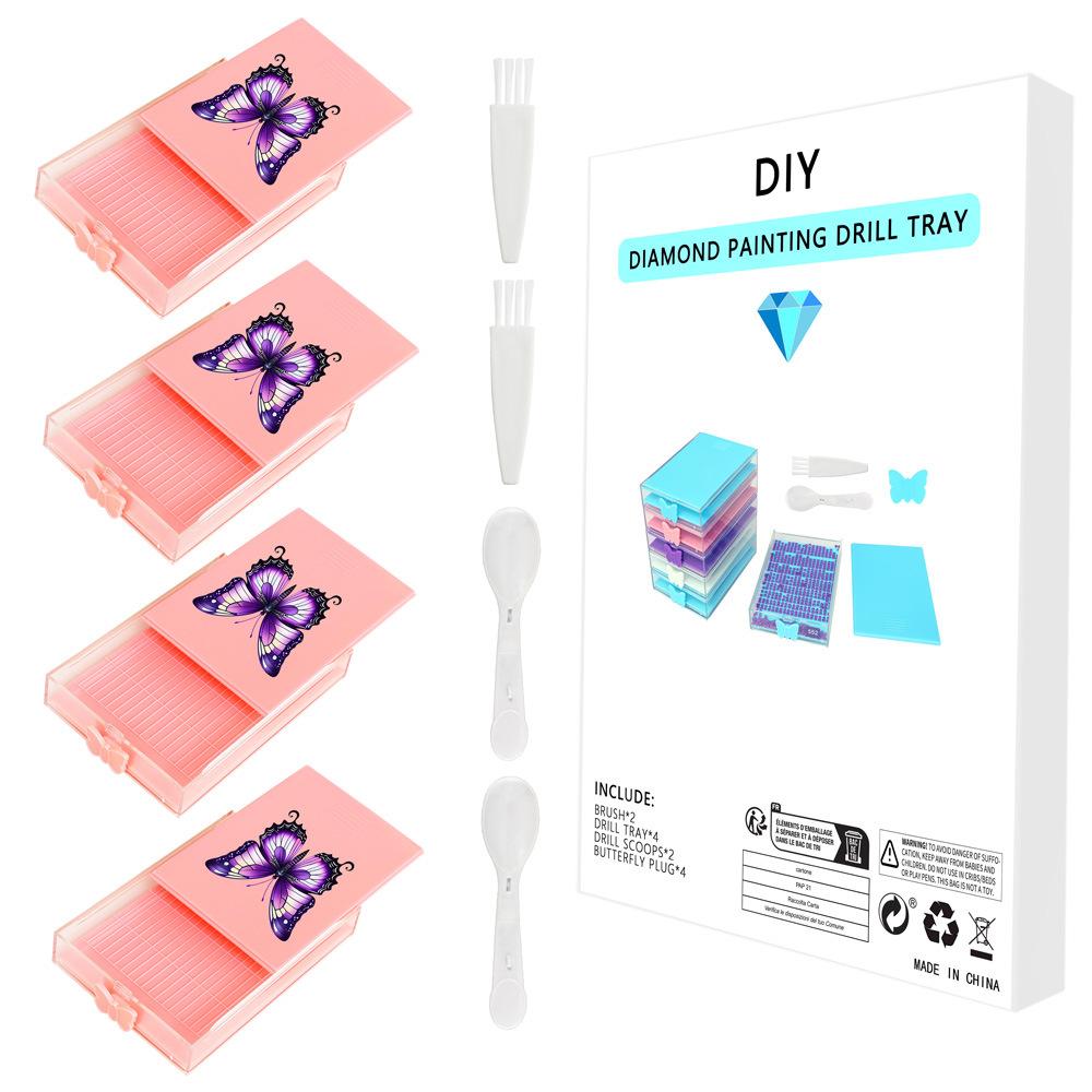 4PCS/SET Diamond Painting Tray Multi Placing Drill Plate Diamond Embroidery Tool Beading Plates Organizer Storage Box DIY Craft