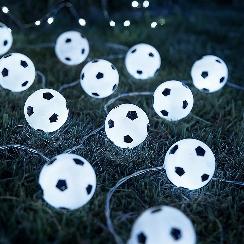 Football String Lights - Soccer Ball Fairy Lightts, Outdoor Waterproof Lamp String | Energy Efficient Soccer Ball Themed Lights