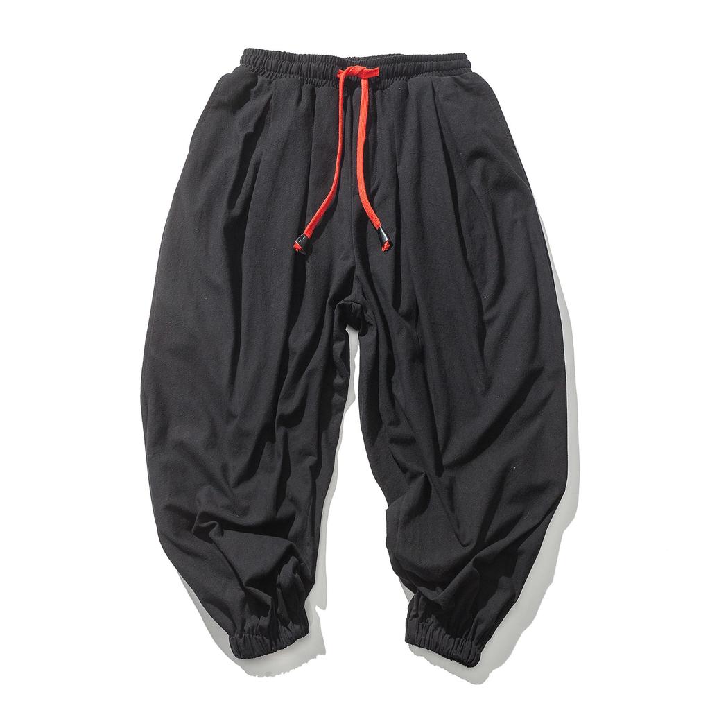 Spring Autumn Solid Color Cotton Linen Baggy Harem Pants Men Chinese Style Casual Streetwear Jogger Trousers