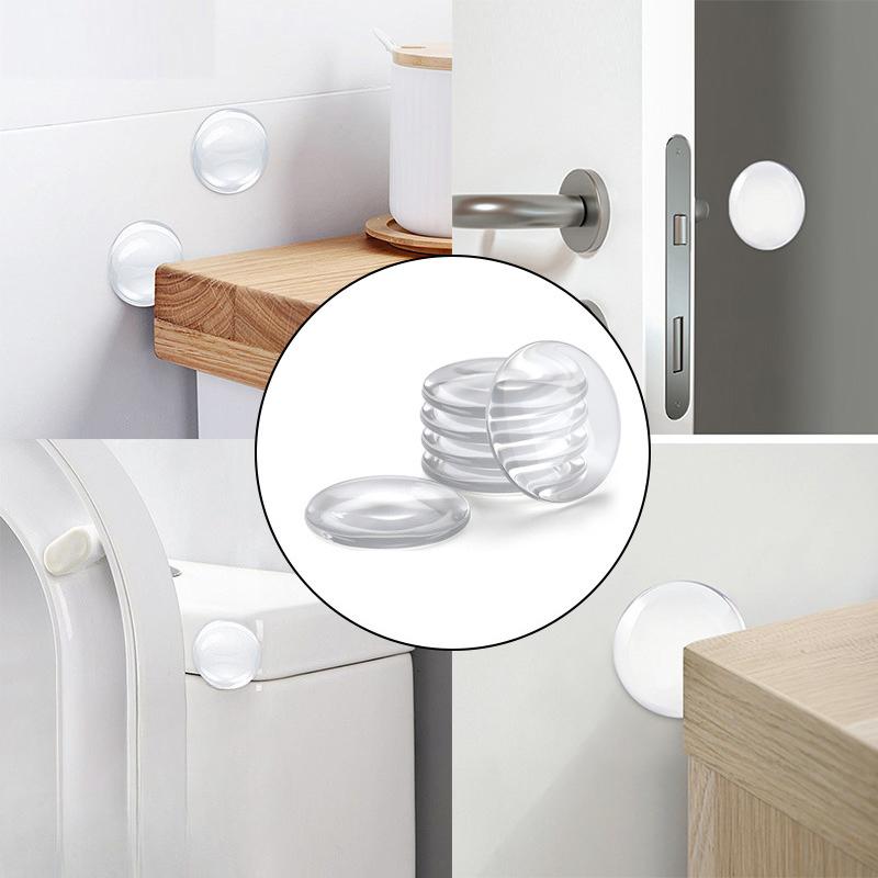 6Pcs Clear Silicone Door Stopper Wall Protector Self-Adhesive Door Handle Bumper Guard Noise Dampening Anti-Collision Mute Pad for Home Kitchen Office