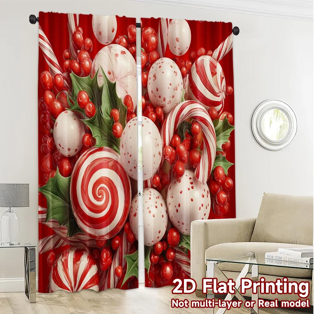 Set Of 2 Modern Flat Printing Jit Curtains Without Rod Candy Swirl Bliss Pattern Durable Polyester Fabric Curtain