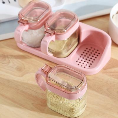 Küchenwerkzeug Glas Gewürzbox Kombinationsset Wandmontiertes Glas Gewürzflaschen- und Gewürzglas-Set ohne Bohren