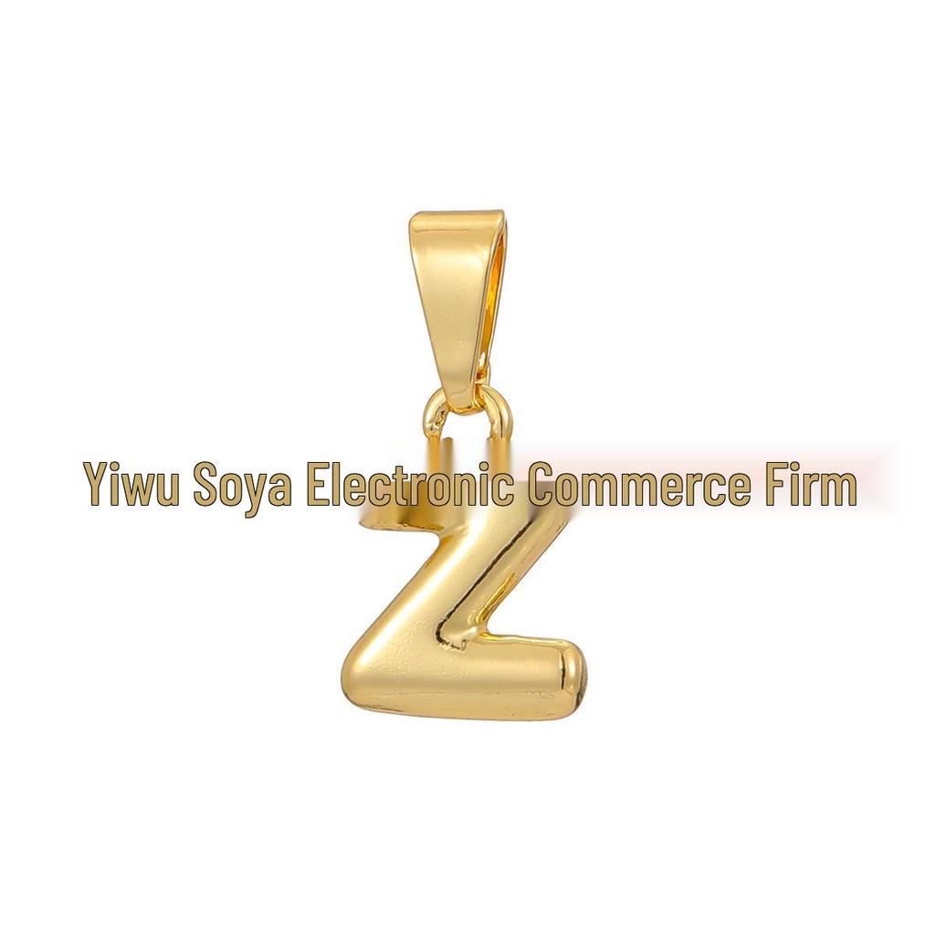 18k Gold-Plated Brass Mini Bubble Letter Pendant Necklace, DIY Personalized with 26 English Letters.