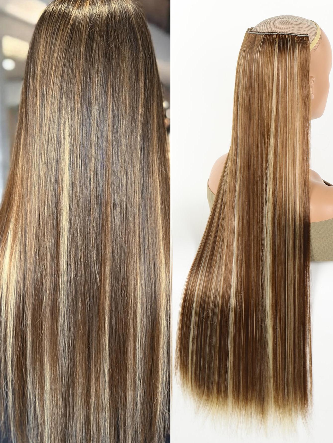 

Aosiwig Synthetic Super Long Straight 100cm 5 Clip In Hair Extension Natural Hair Black Blonde Fake False Hairpiece для жінок 40inches-100cm