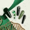 24 pezzi/set Chiodi rapidi St. Adesivo per unghie finte con glitter verdi per il giorno di San Patrizio, unghie finite per manicure impermeabili indossabili