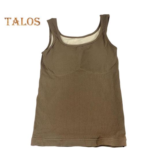 Winter Women Thermal Vest with Chest Pads Seamless Velvet-lined Fast Temperature Lock Heating Slim Fit Elastic Sleeveless Inner Wear Bottoming Tank