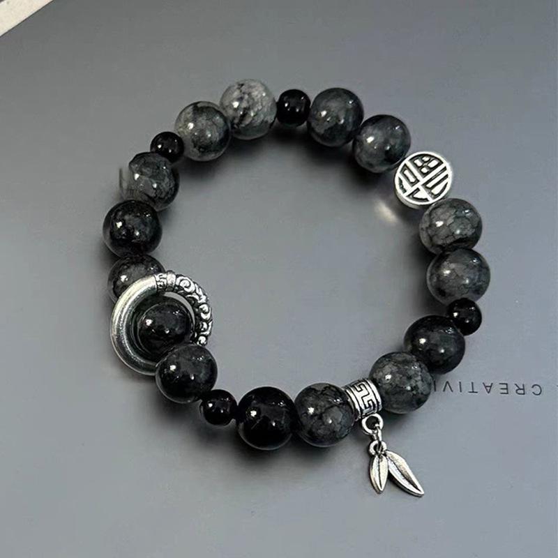 Super Fairy Forest Gradient Glass Bracelet - Chic Chinese Style Gift for Women and Best Friends, Lightweight Luxury Accessory