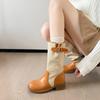 Spot locomotive boots inner height increase cm thick heel buckle desert cowboy pile western short boots women's Martin boots medium tube
