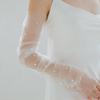 Elegant Mesh Pearl Long Fingerless Tulle Gloves Brides Thin Transparent Detachable Arm Sleeves Wedding Dress Decorative Accessor