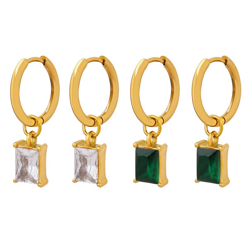 Trendy Zircon Pendant Earrings: 18K Gold-Plated Titanium Steel, Versatile Blogger Style