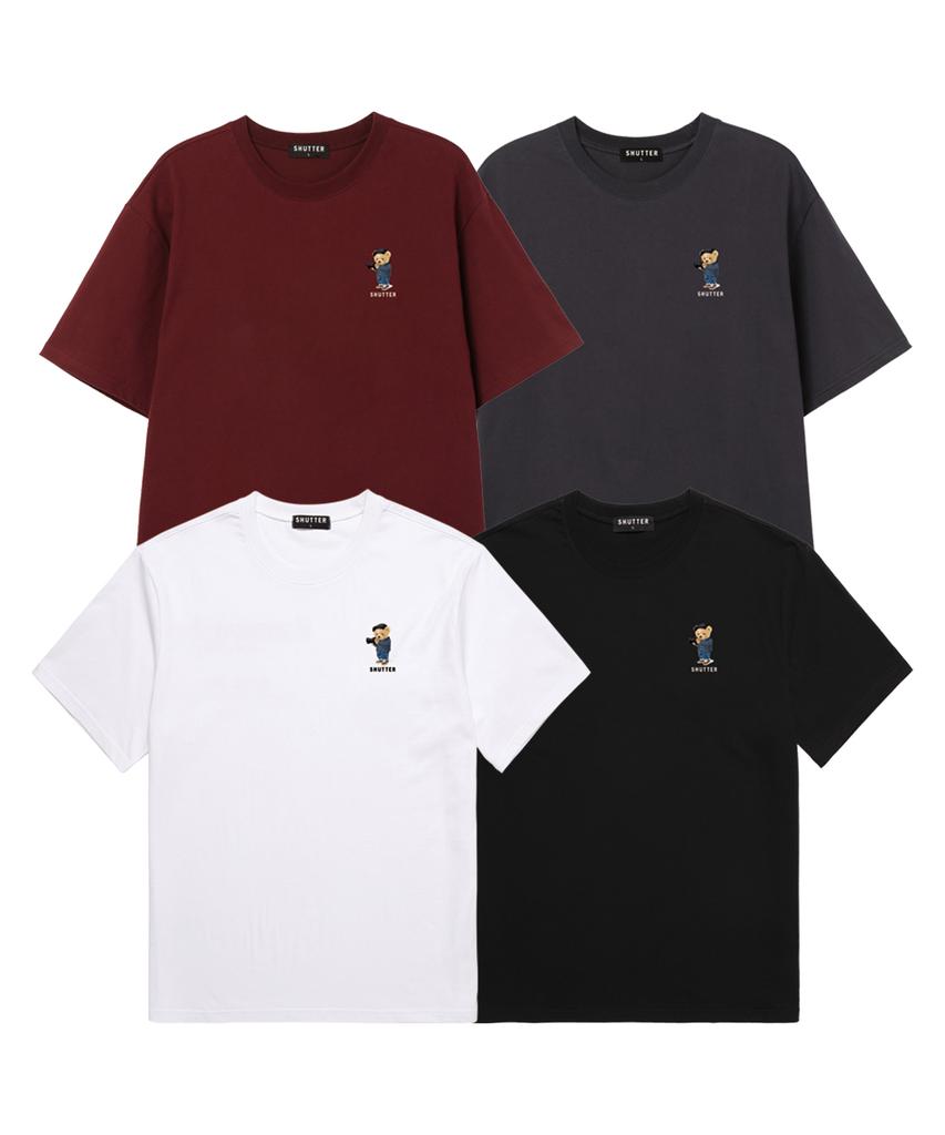 SHIRTER Mini Bear Short Sleeve T-Shirt (Ss038) Burgundy