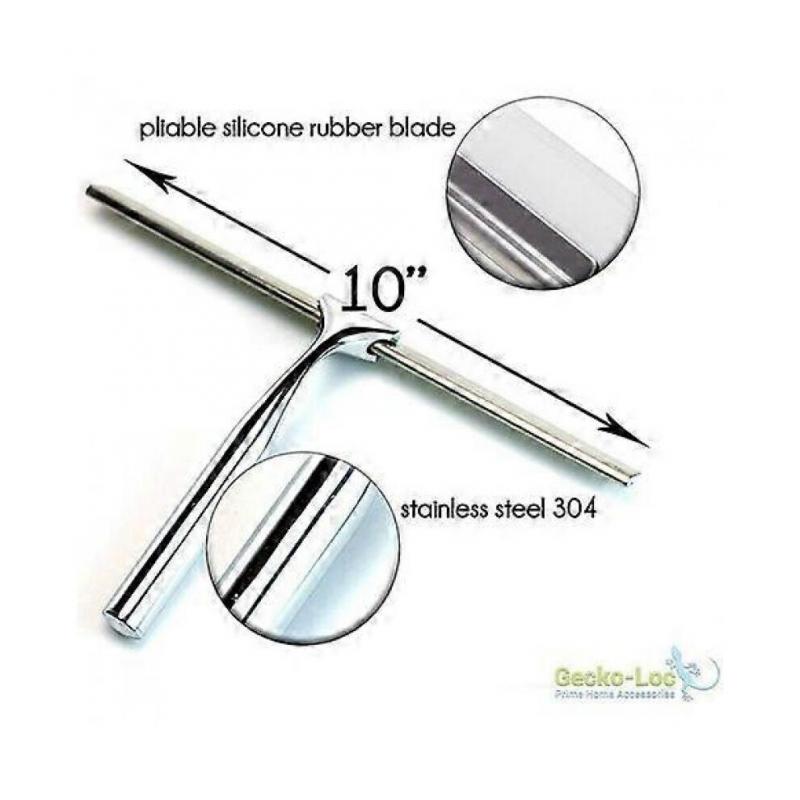 Bathroom Squeegee Shower with Suction Cup Hook for Glass, Mirror, Door Cleaning Anti-rust Stainless Steel