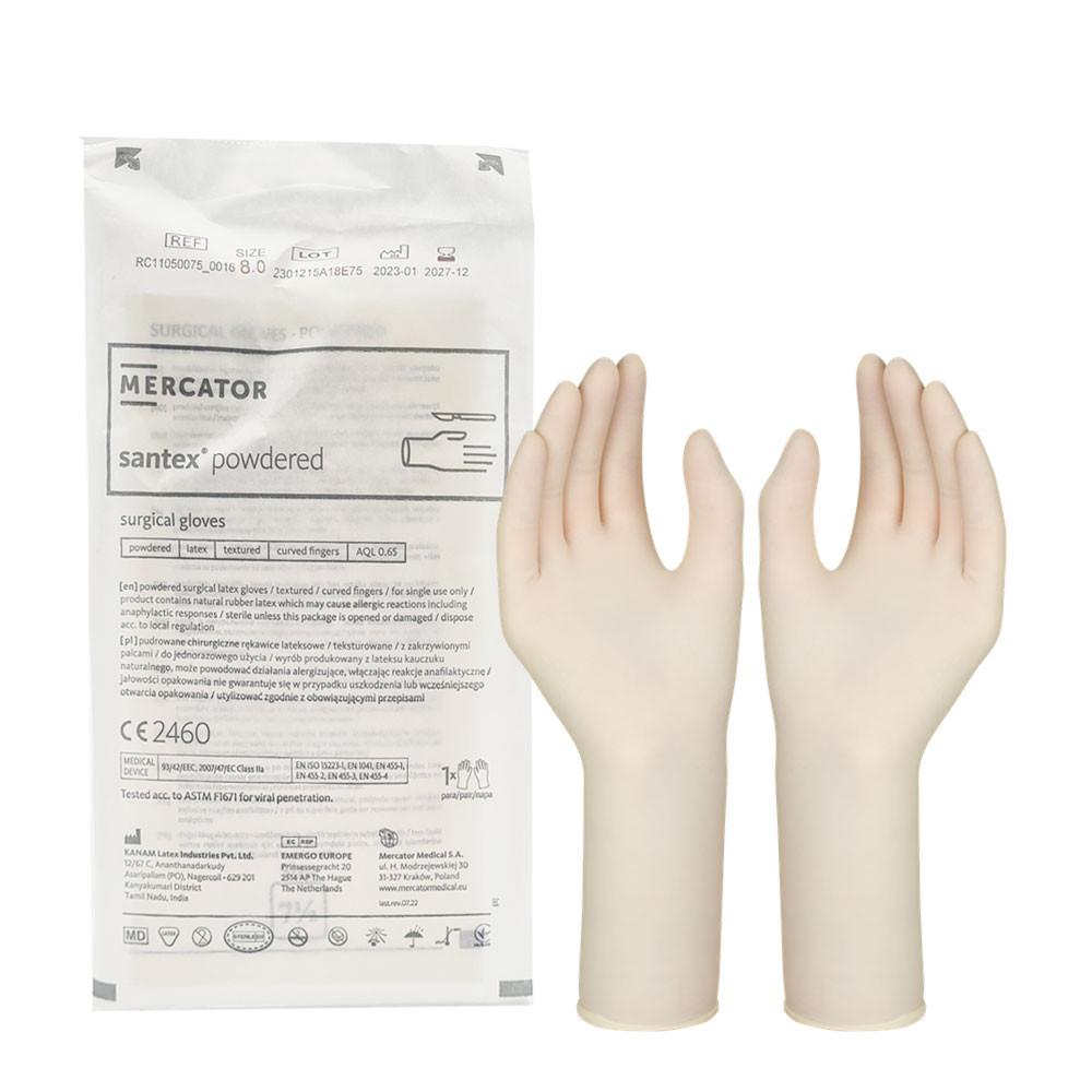 Mercator Santex Powdered 8.0 Sterile Latex Surgical Gloves 1 Pair