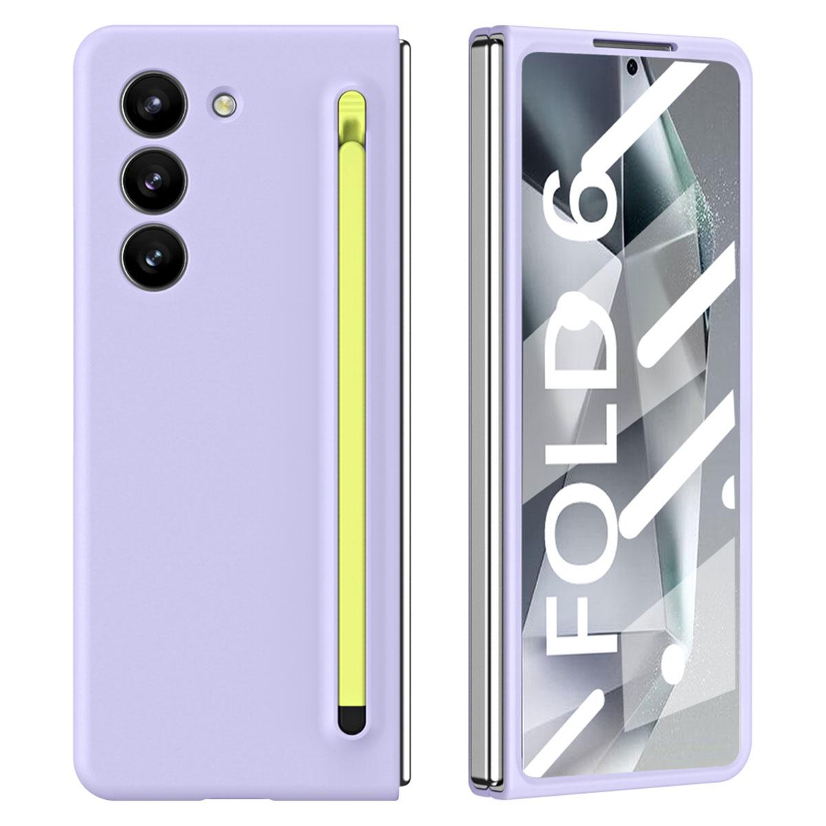 

Чехол для Samsung Galaxy Z Fold6 5G, противоударный чехол для телефона со стилусом/пленкой из закаленного стекла Purple+Green Stylus