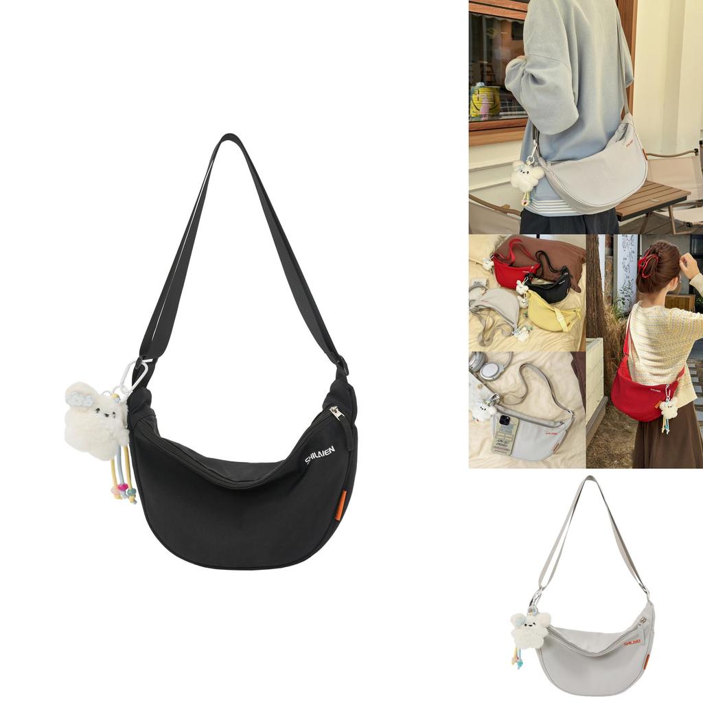 Nylon Small Crossbody Bag For Women With Solid Color Design And Letter Print