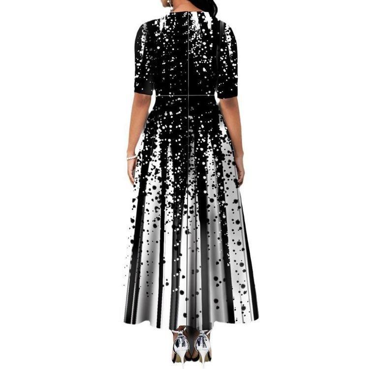 Letné dlhé šaty s gradientnou potlačou pre ženy nadmernej veľkosti, ležérne, voľné, áčkové, s polovičným rukávom, dovolenková móda, róba, Vestidos Longos