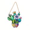 Yousheng Cactus Window Decor, Acrylic with Hemp Rope Lanyard Suncatcher, Lightweight Double Sided Printed Tropical Wall