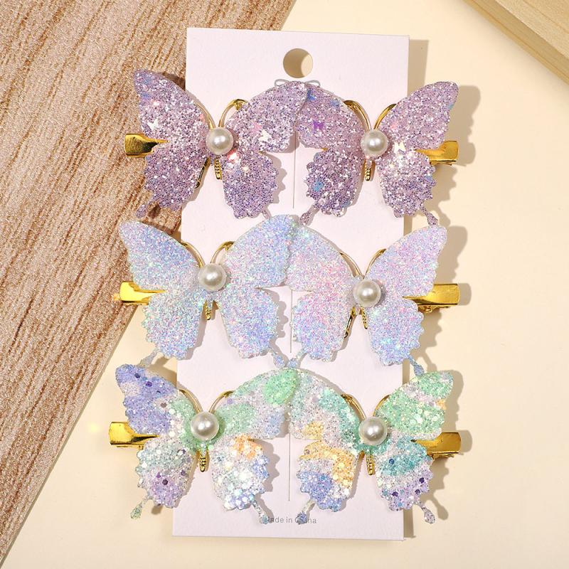 4/6Pcs Colorful Butterfly Hairpins Girl Hair Clips Barrettes Women Sweet Hair Ornament Rainbow Headwear Hair Accessories